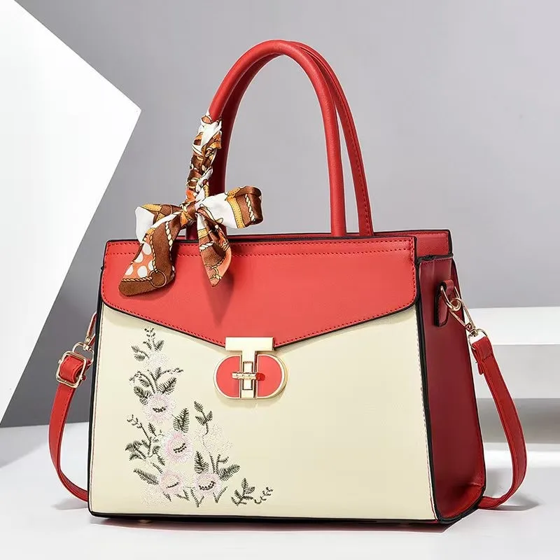 Medium Square PU Tote Bag For Women In Multicolor Streetwear Style With Zipper Closure