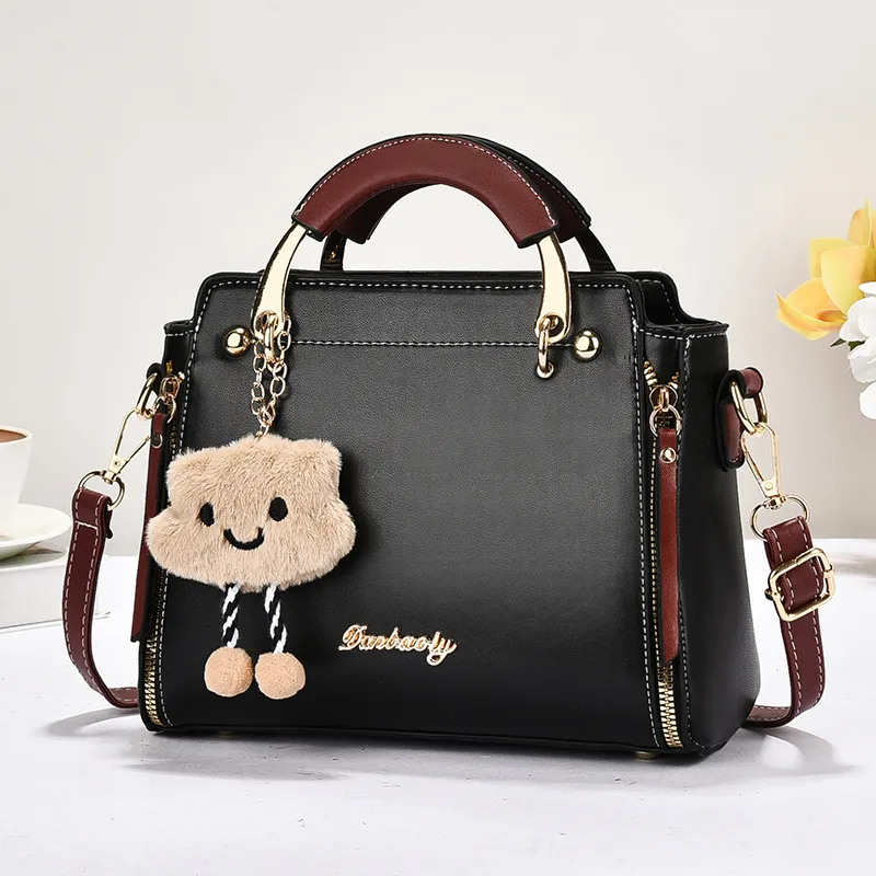PU Leather Women’s Square Handbag In Color Block Style With Sewing Thread Accents, Featuring A Top Handle