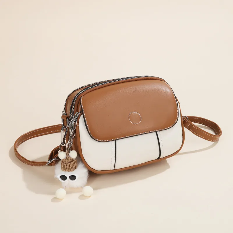 Color Block Round Shoulder Bag