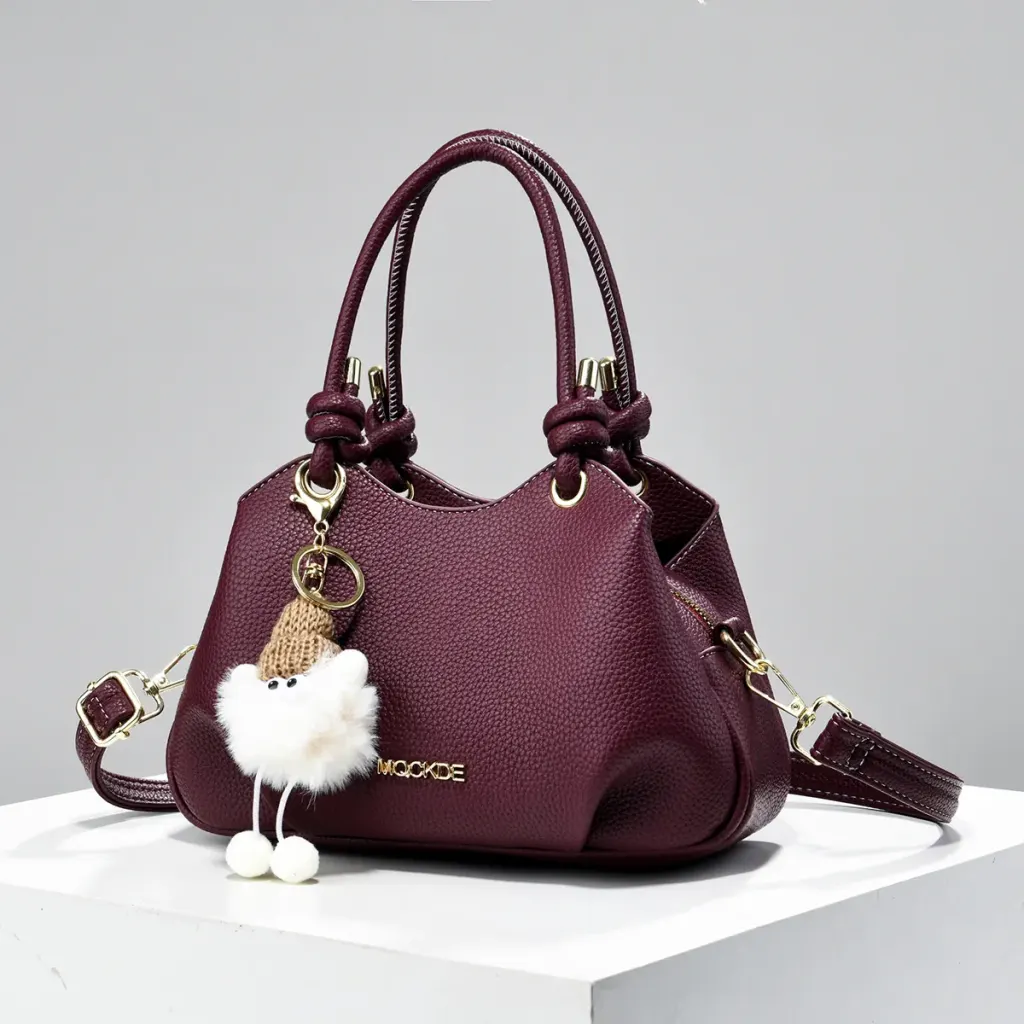 Women’s PU Leather Bucket Handbag With Sewing Thread Detail, Summer Style Featuring Top Handle
