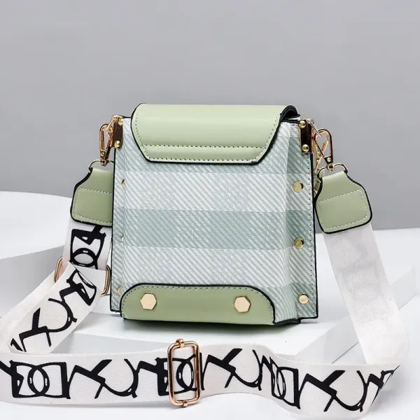 Color Block Small PU Leather Streetwear Crossbody Bag For Women With Zipper Buckle Closure