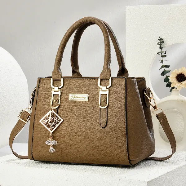 Women’s Square PU Tote Bag With Sewing Thread Detail, Single Shoulder Strap