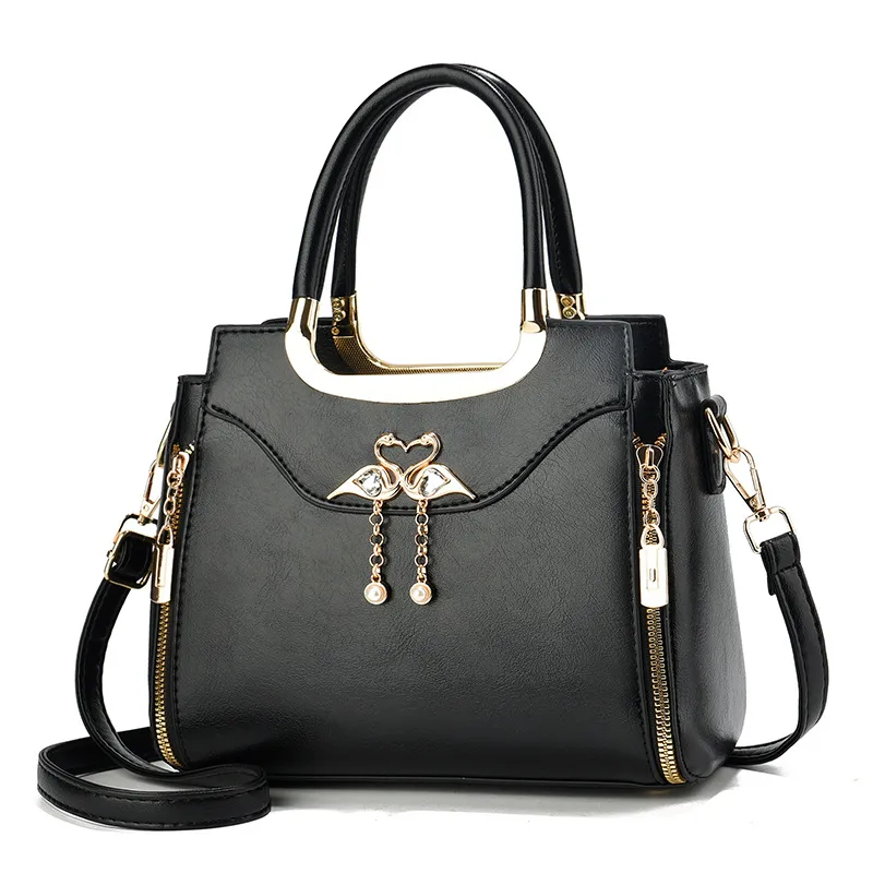 Medium Square PU Tote Bag With Zipper Closure Featuring Sewing Thread Detail In Streetwear Style