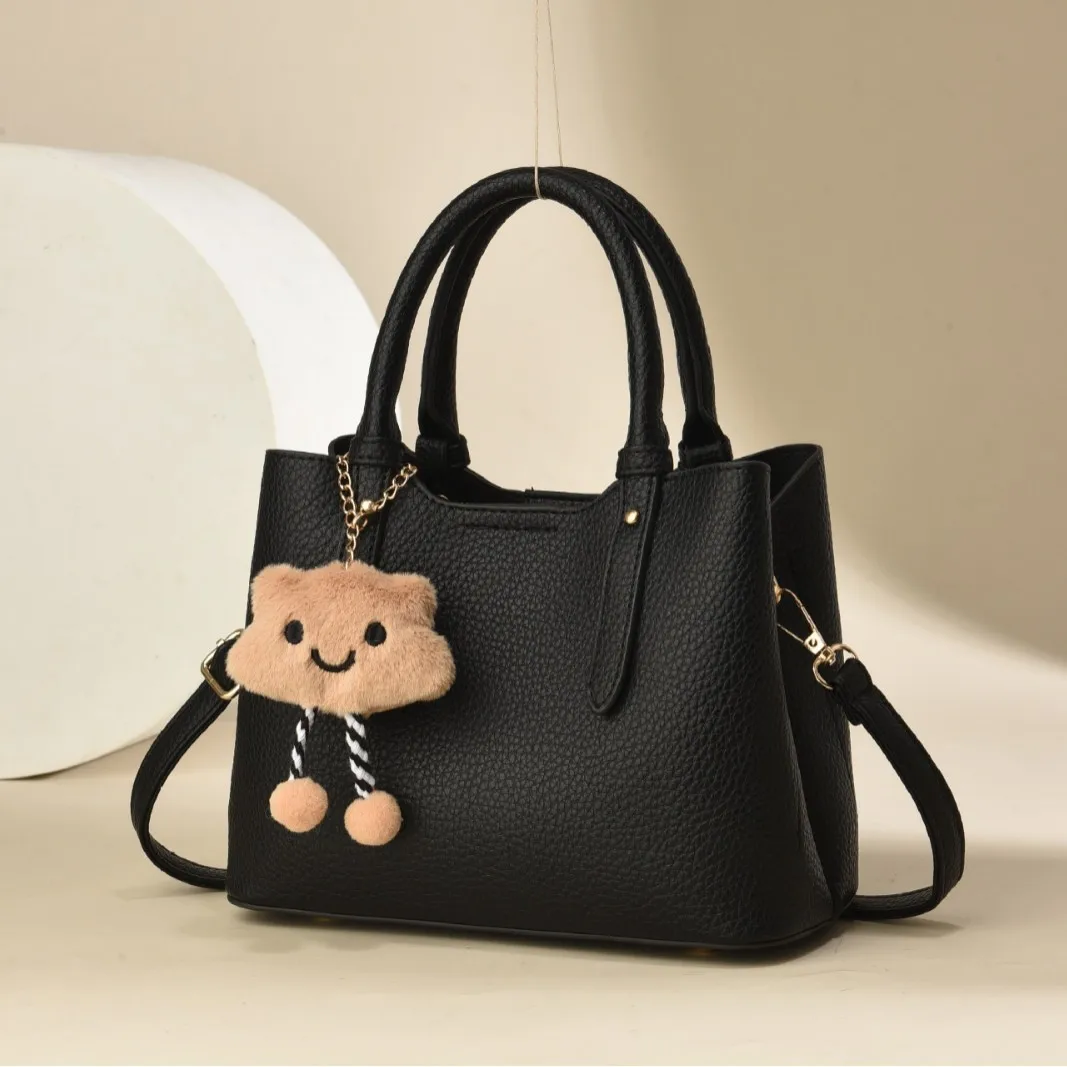 Women’s Square PU Leather Handbag With Sewing Thread Detail, Large Capacity, Single Shoulder Strap