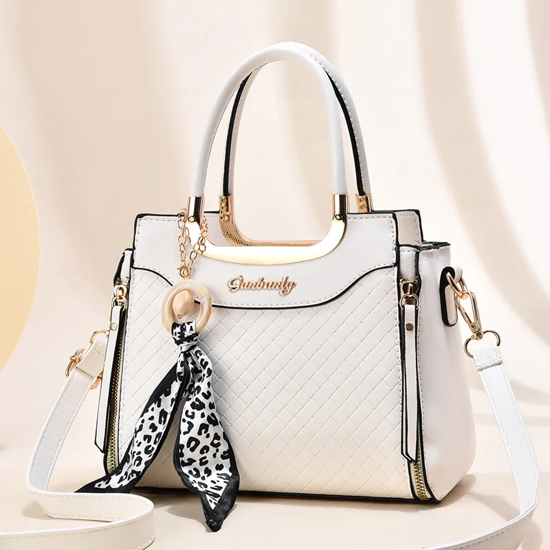 Elegant Large Square PU Leather Tote Bag For Women With Zipper Closure