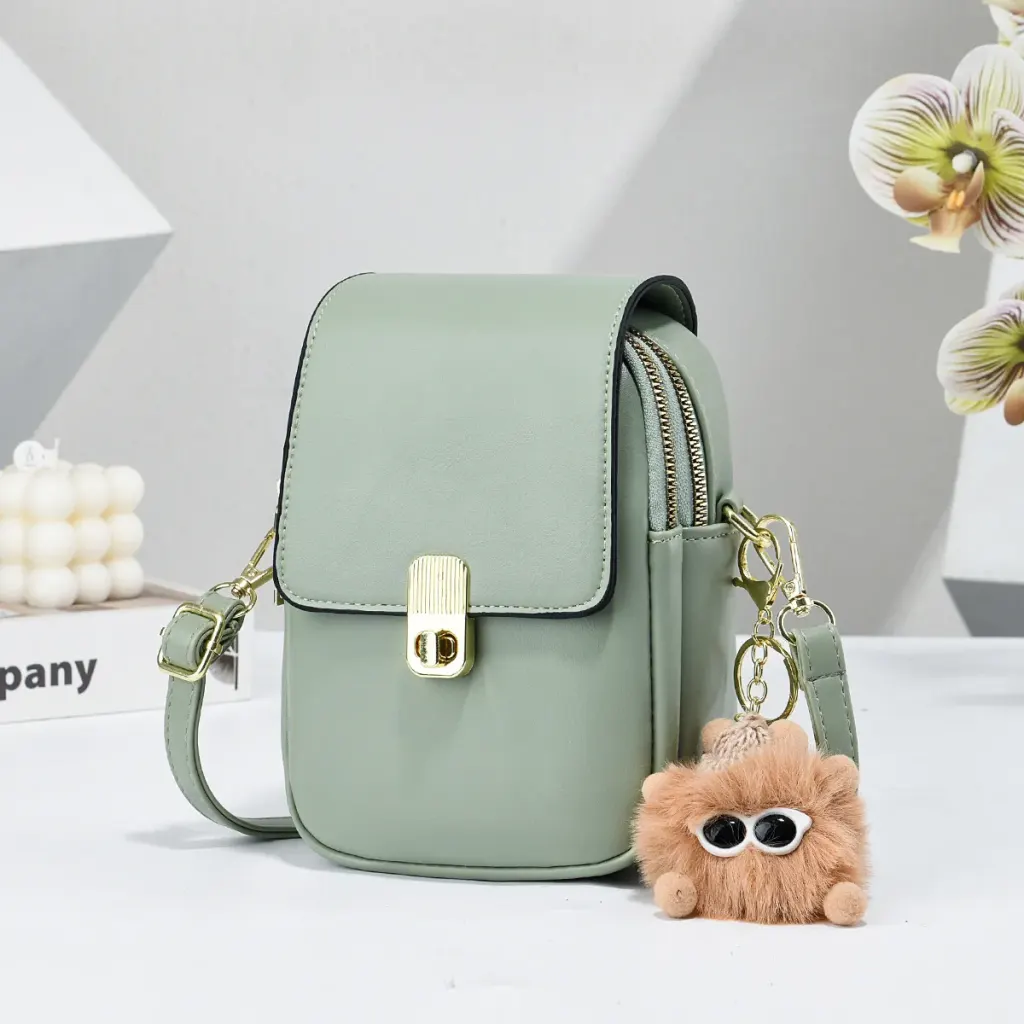 Solid Color Square PU Leather Crossbody Bag For Women With Sewing Thread Detail