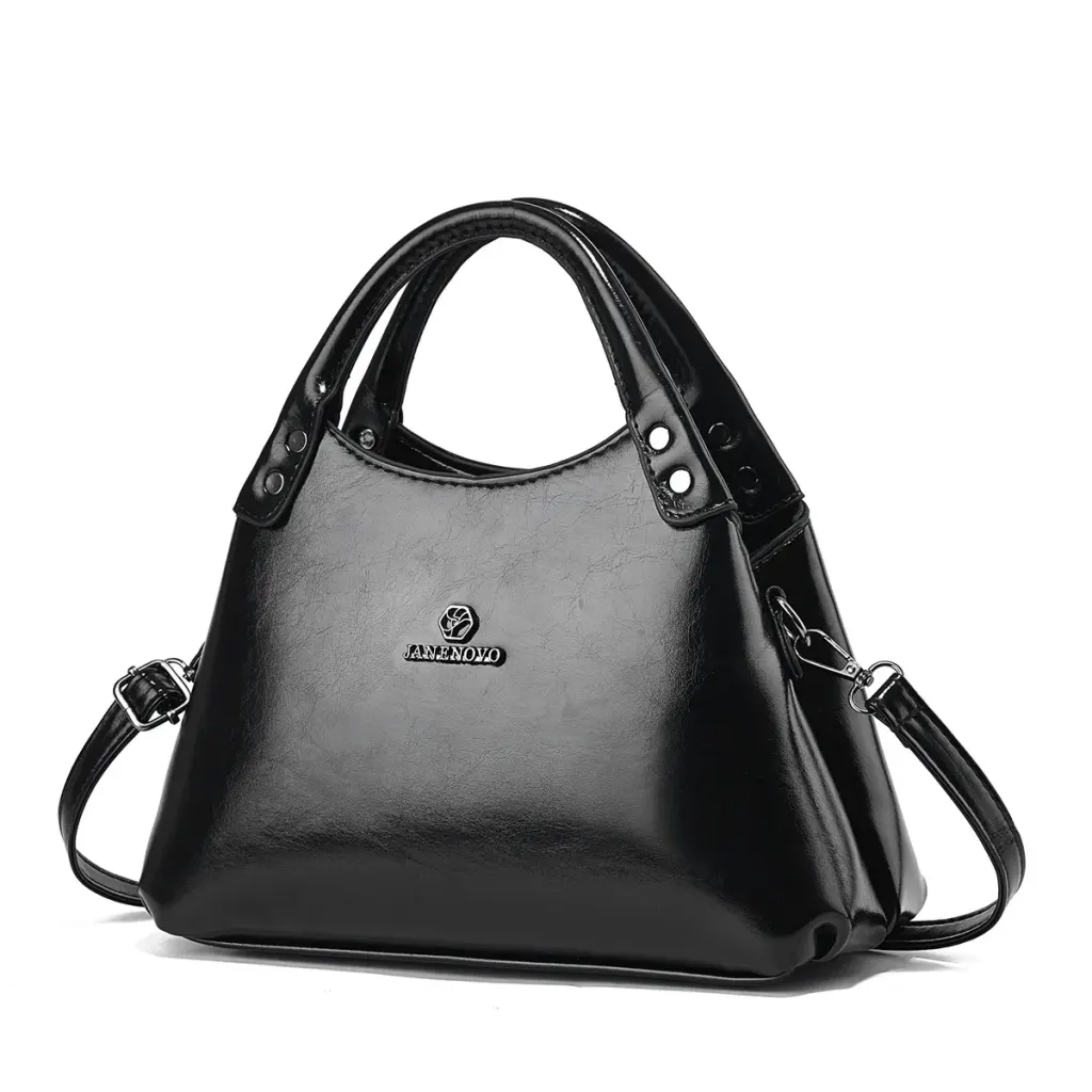 Square PU Leather Tote Bag For Women Featuring Sewing Thread Design With Top Handle