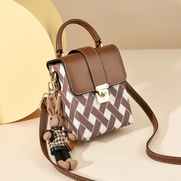 Square PU Plaid Box Bag For Women Featuring Single Shoulder Strap, Stylish Ladies Crossbody Bag