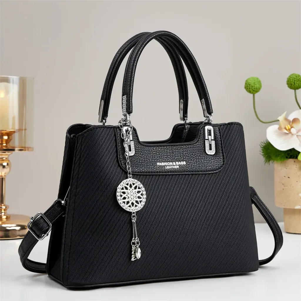 Square PU Leather Shoulder Bag For Women Featuring Sewing Thread Detail And Single Shoulder Strap