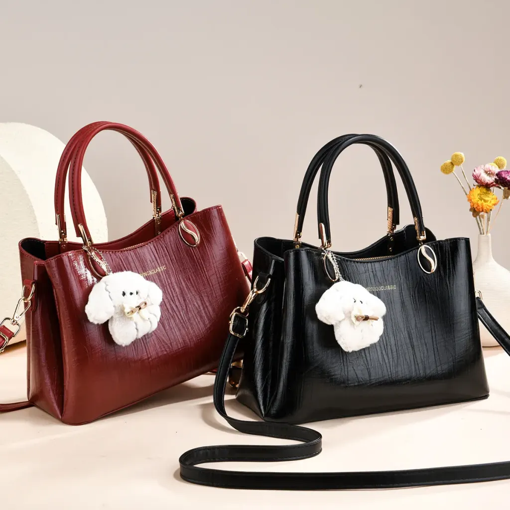 Women's Square PU Leather Shoulder Bag With Sewing Thread Detail, Single Shoulder Strap