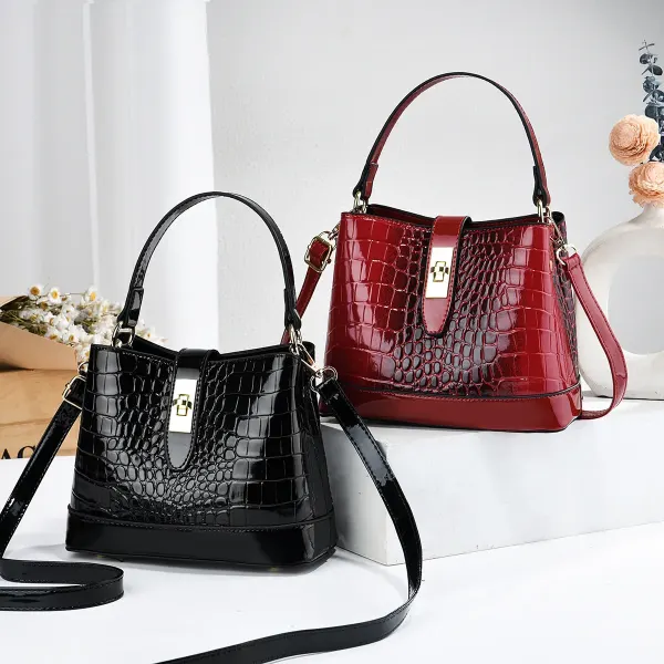 Ombre PU Leather Bucket Bag With Sewing Thread Detail, Single Shoulder Strap