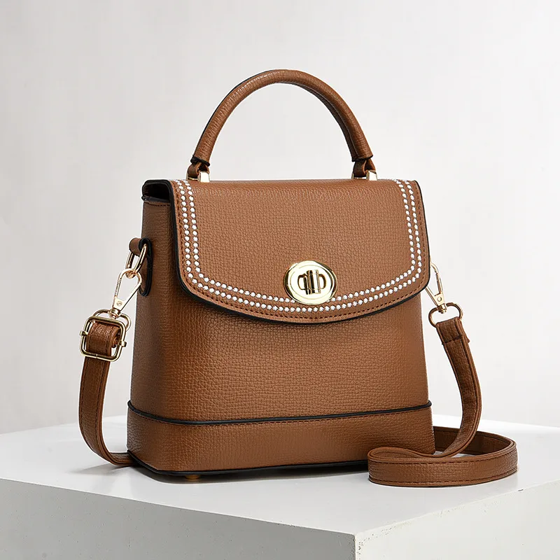 Color Block Small Square PU Leather Shoulder Bag For Women With Basic Style And Flip Cover Closure