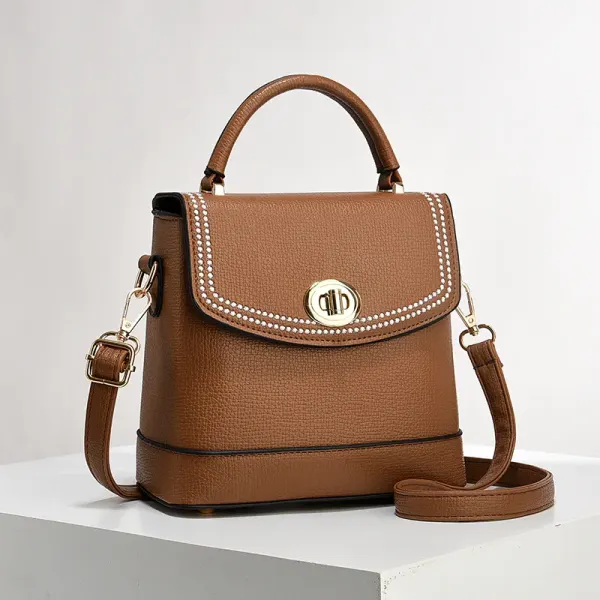 Color Block Small Square PU Leather Shoulder Bag For Women With Basic Style And Flip Cover Closure