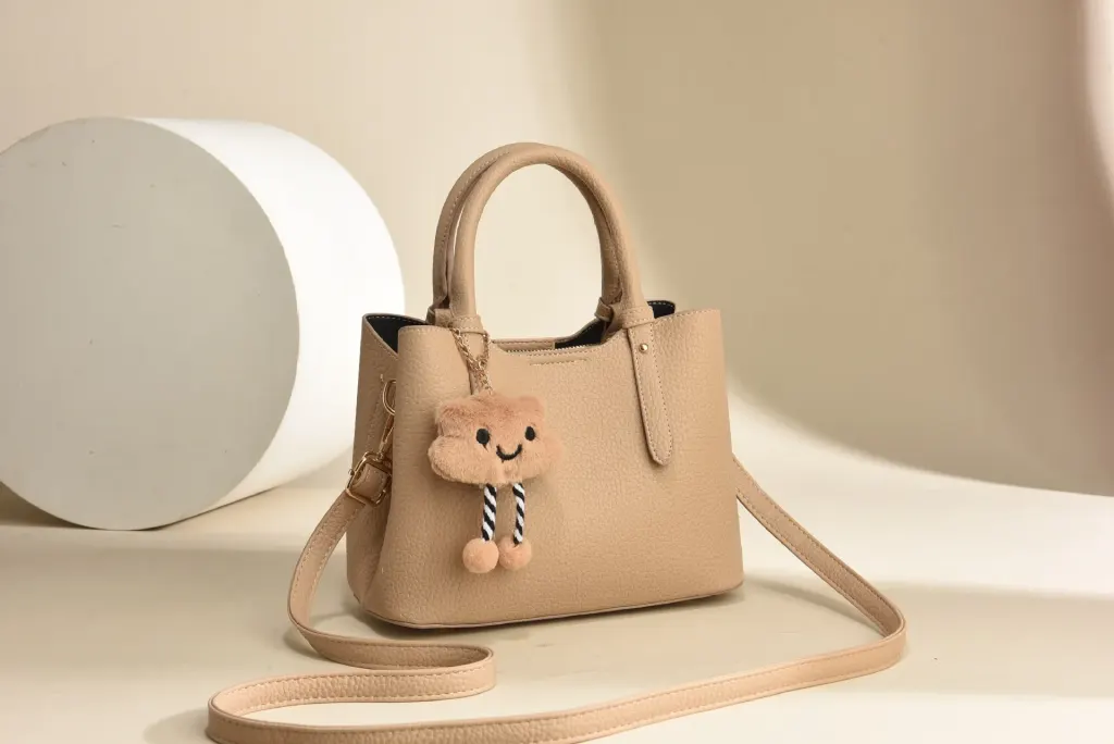Women’s Square PU Leather Handbag With Sewing Thread Detail, Large Capacity, Single Shoulder Strap