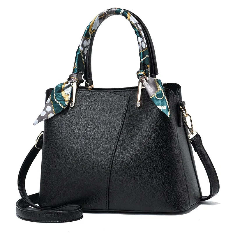 Classic Style Large Solid Color Women’s PU Leather Tote Bag With Zipper Closure