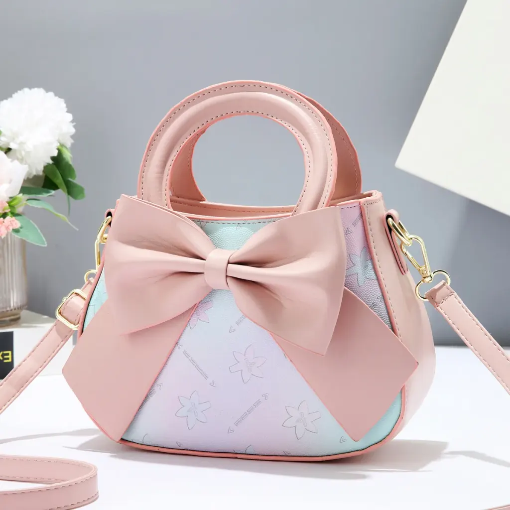 Stylish Women’s PU Leather Handbag Featuring A Square Bow Tie Design With Top Handle
