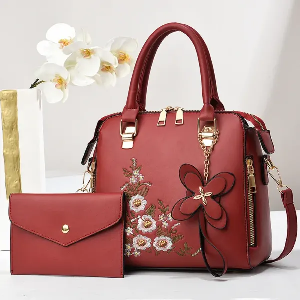 Large Square Urban Minimalist PU Bag Set For Women Featuring Printing And Zipper Closure