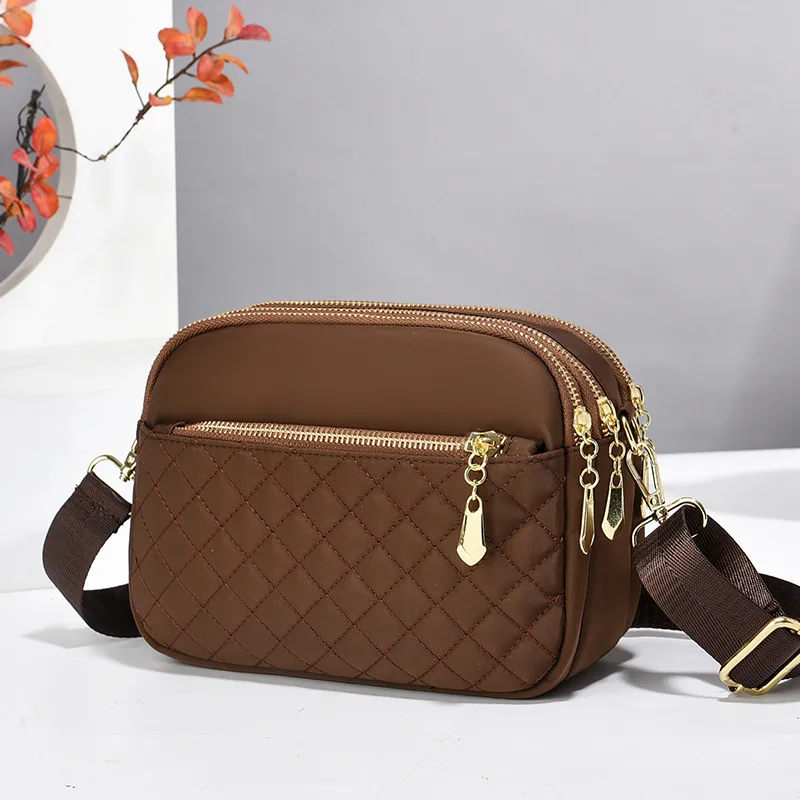 Square Canvas Crossbody Bag For Women In Solid Color Featuring Sewing Thread Detail And Single Shoulder Strap
