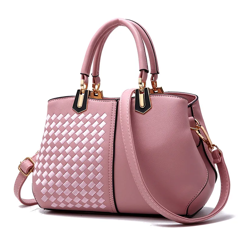 Woven-Pattern Vegan Leather Crossbody Bag
