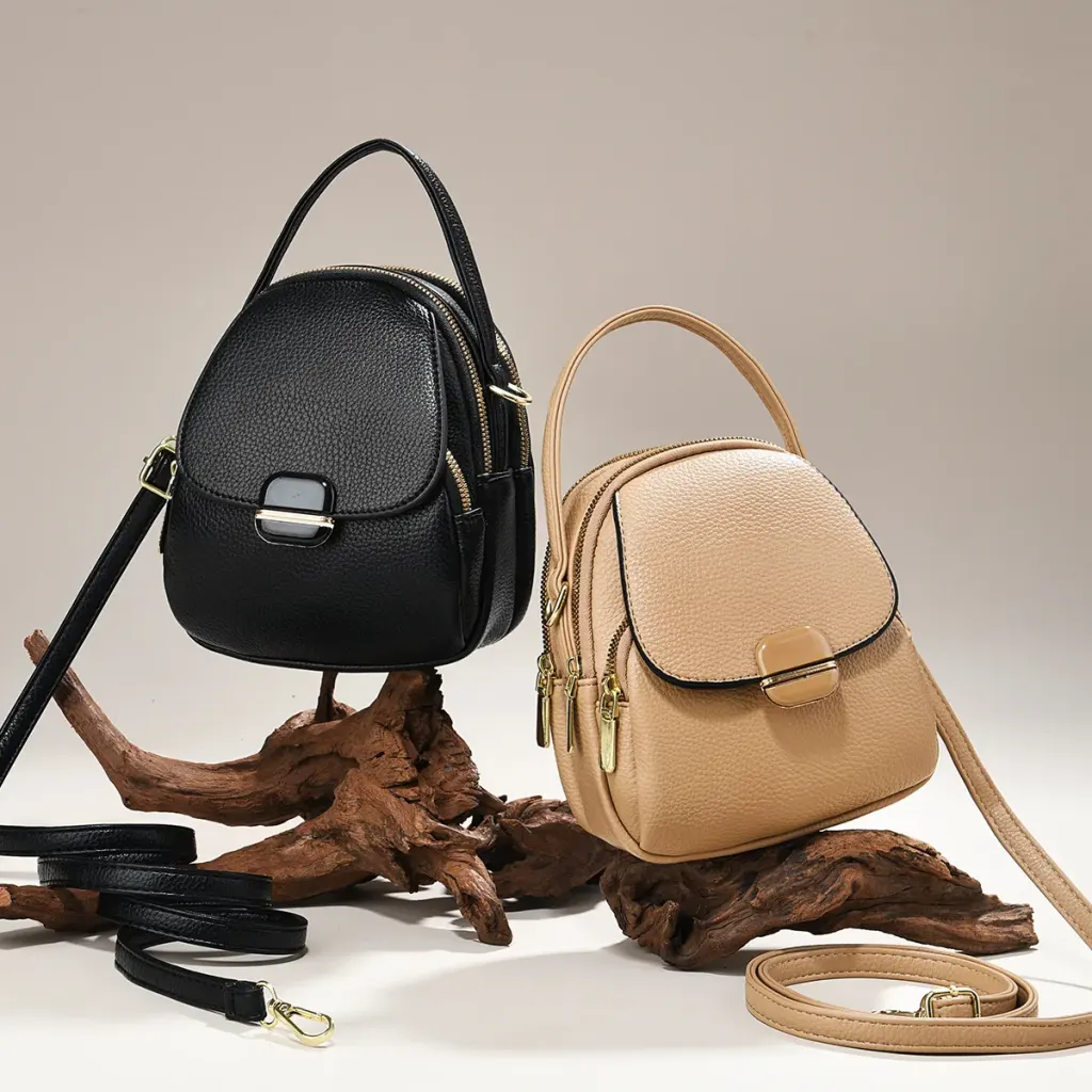 Oval PU Leather Handbag With Sewing Thread Detail, Portable Summer Top Handle Bag For Women