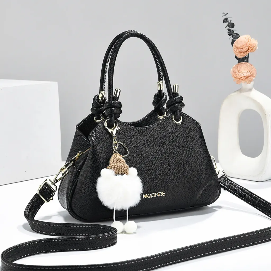 Women’s PU Leather Bucket Handbag With Sewing Thread Detail, Summer Style Featuring Top Handle
