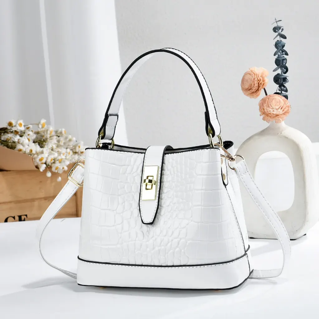 Ombre PU Leather Bucket Bag With Sewing Thread Detail, Single Shoulder Strap