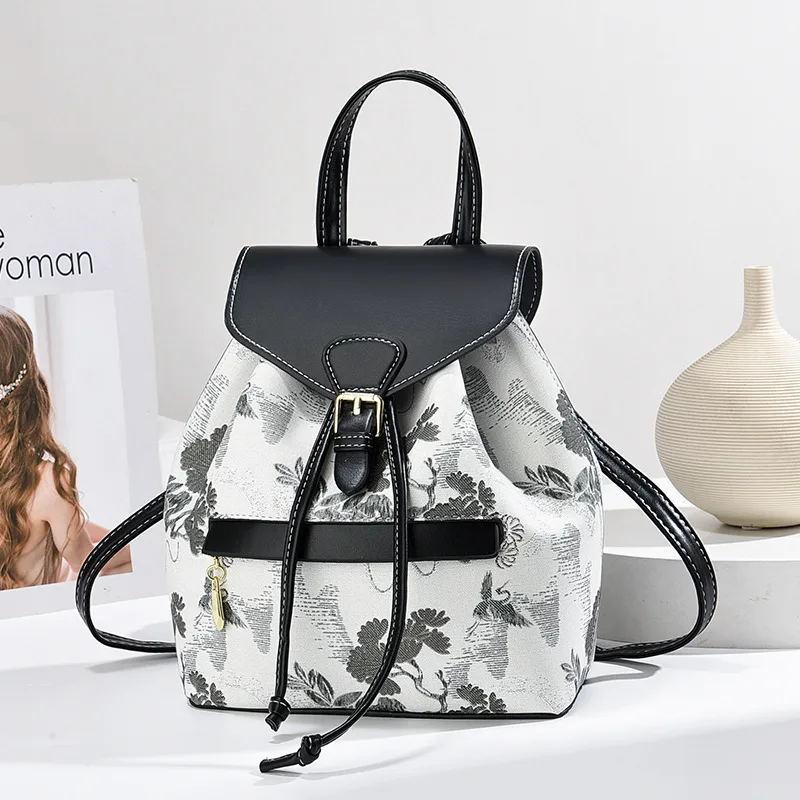 Women's Embroidery Backpack With Breathable Design, Made Of PU Material