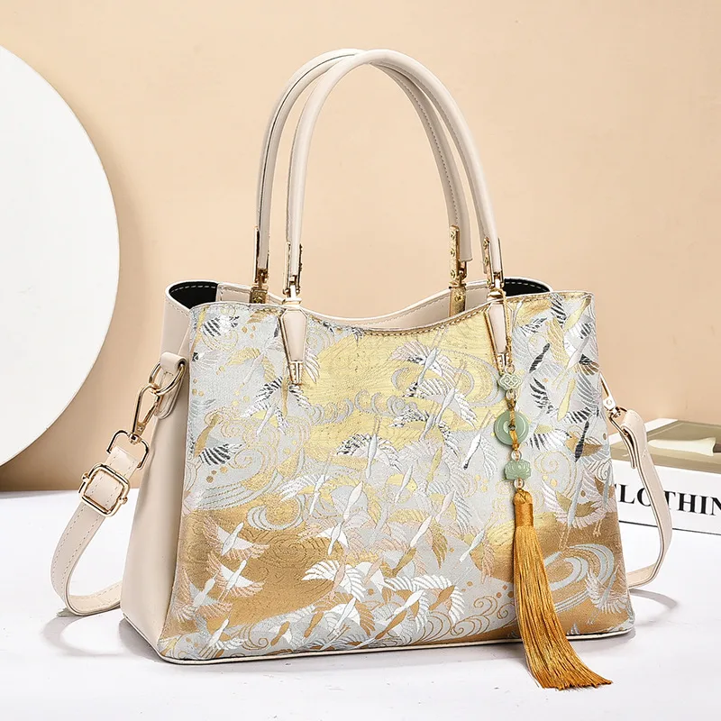 Solid Color Square PU Leather Tote Bag For Women Featuring Sewing Thread Design Main image