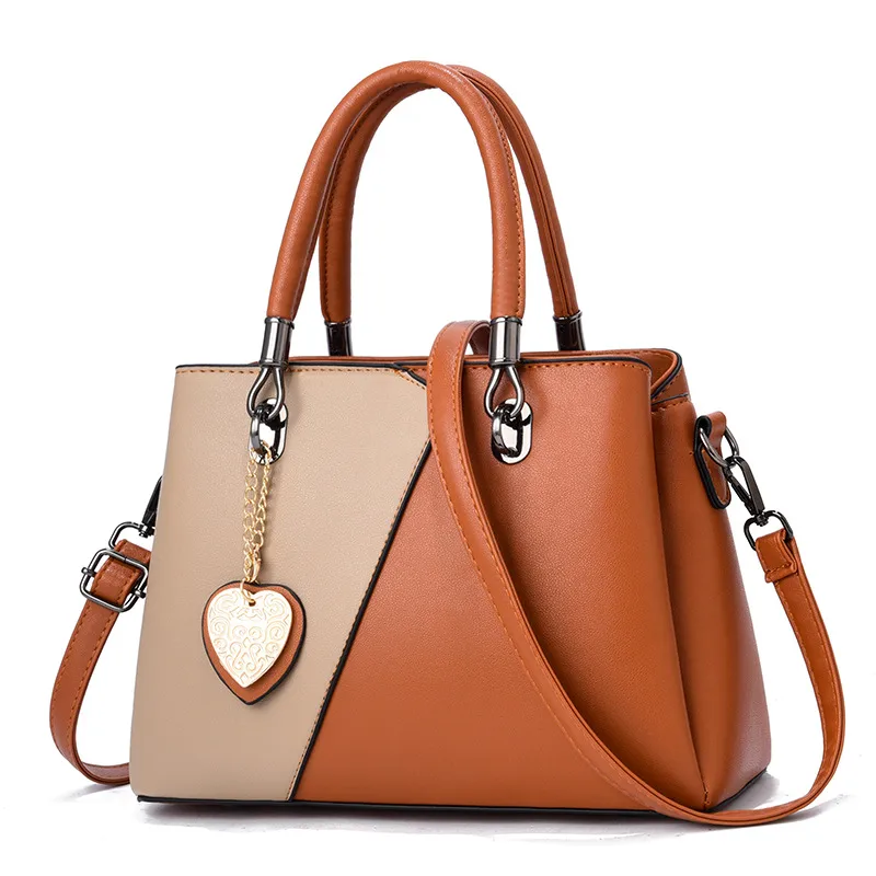 Large Color Block Basic PU Leather Women’s Zipper Closure Shoulder Bag, Stylish Single Shoulder Design