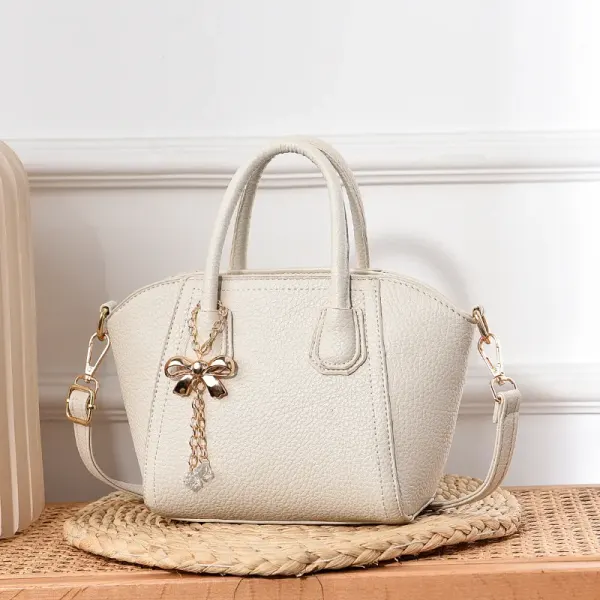 Women’s Dome Bag With Shell Shape Featuring Bow Tie Accent In PU Leather