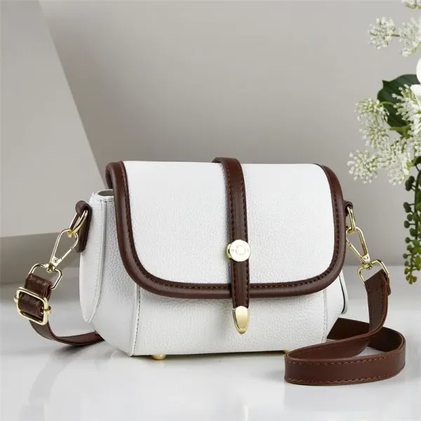 Women’s Color Block Square Saddle Bag In Polyester With Sewing Thread Detail And Single Shoulder Strap