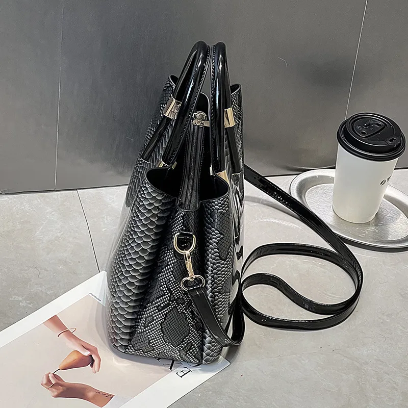 Crocodile Print Square Handbag