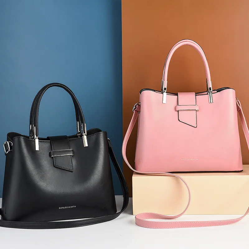 Large PU Bucket Bag With Zipper Closure In Vintage European And American Style For Women Main image