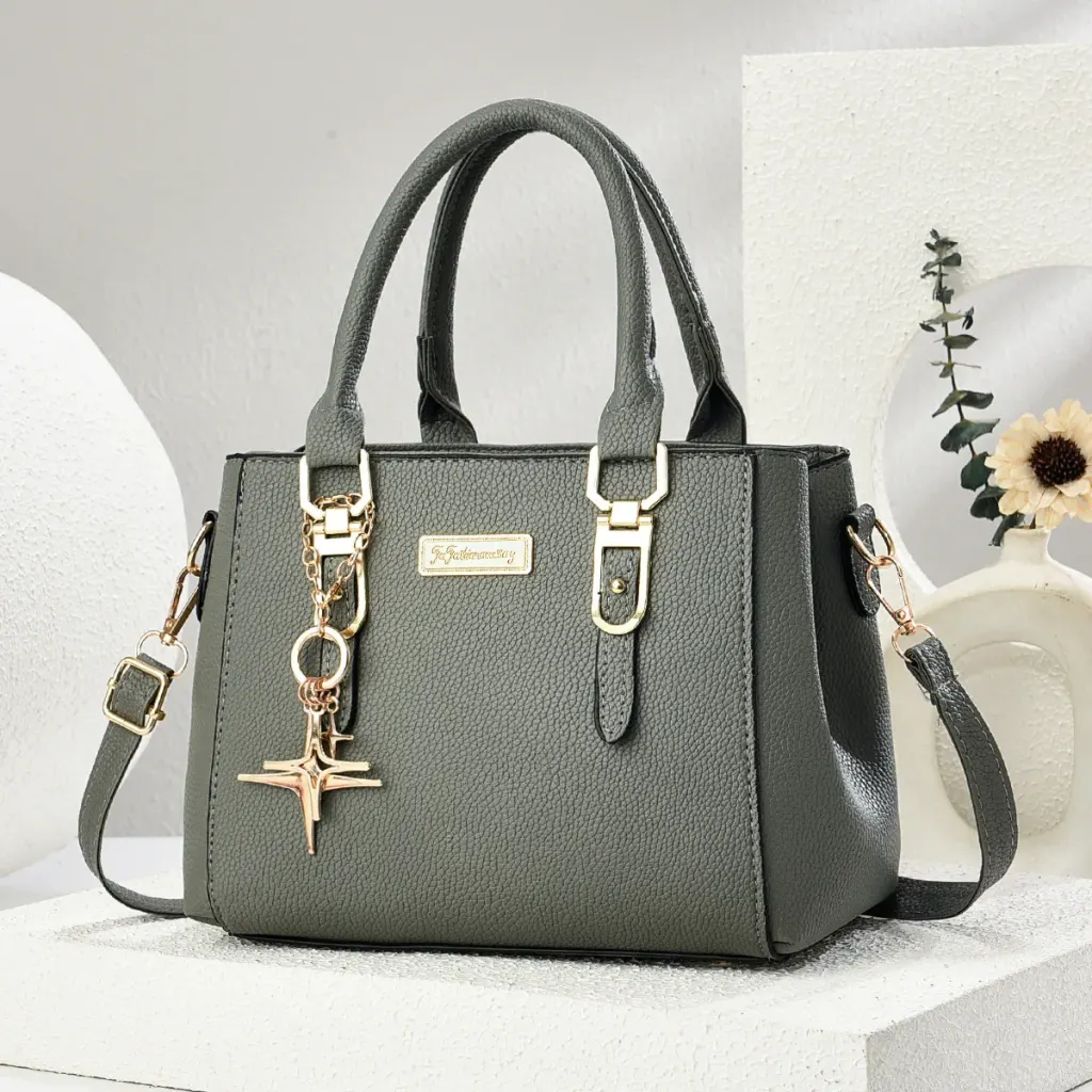 Women’s Square PU Tote Bag With Sewing Thread Detail, Single Shoulder Strap