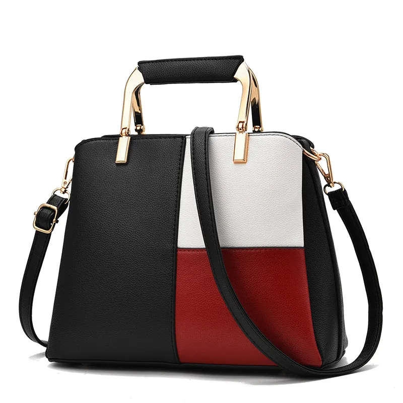 Vintage Style Color Block PU Leather Medium Women’s Shoulder Bag With Zipper Closure Main image