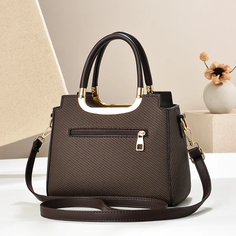 Women’s Square PU Leather Handbag With Top Handle Featuring Large Capacity And Elegant Ornament Design