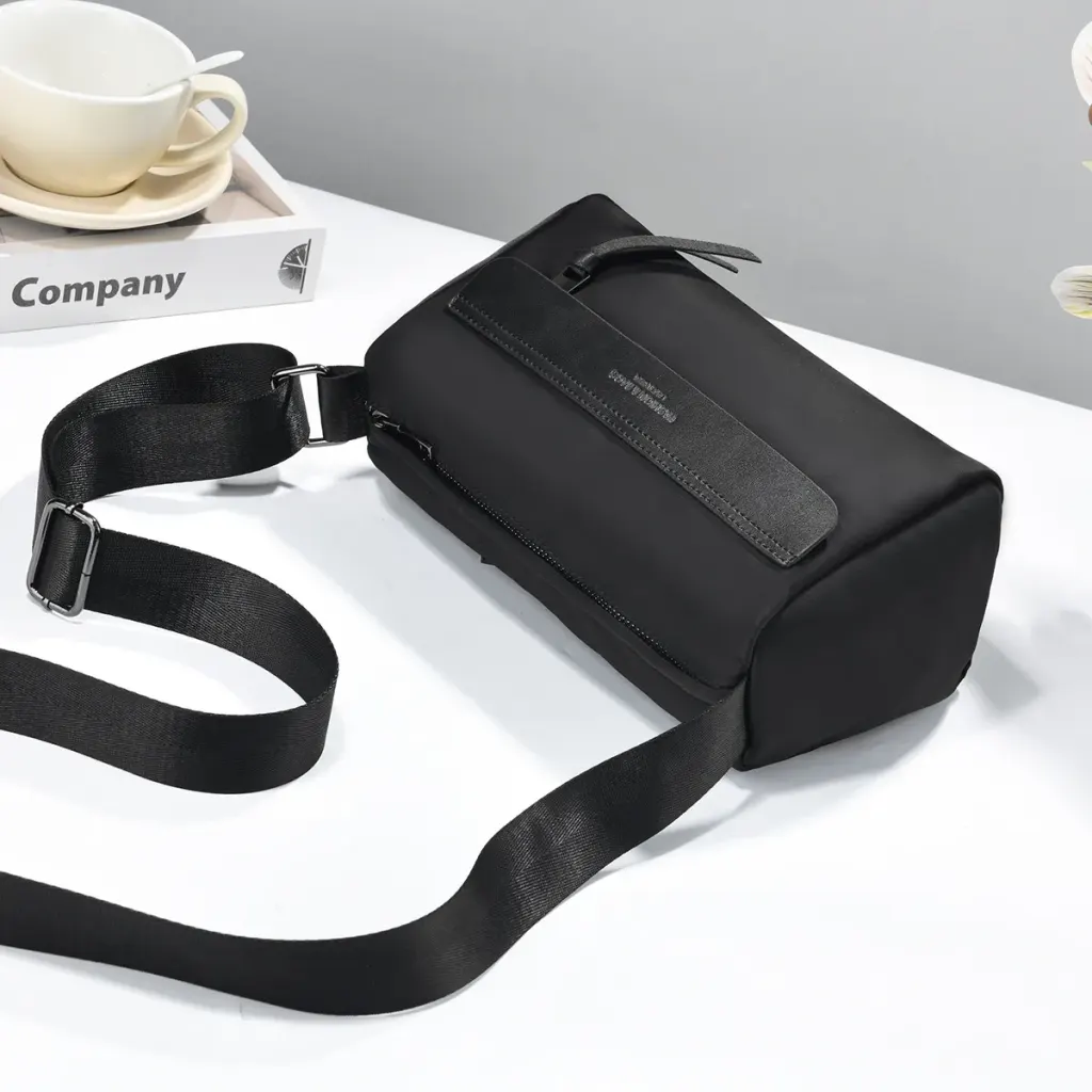 Splicing Cylindrical Crossbody Bag For Women In Oxford Cloth Featuring Sewing Thread With Single Shoulder Strap For Autumn