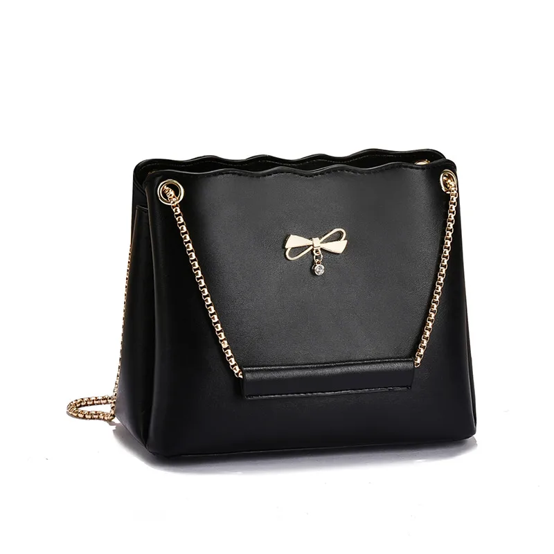 Square PU Bucket Bag For Women With Chain Detail And Single Shoulder Strap