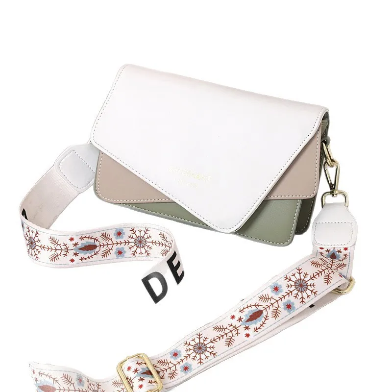 Embroidered Color Block Square Bag