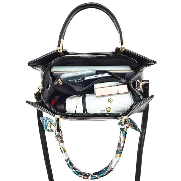 Elegant Large Solid Color PU Leather Crossbody Bag For Women With Zipper Closure