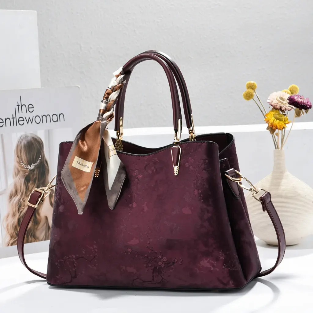 Ombre Square PU Leather Tote Bag For Women Featuring Sewing Thread Design