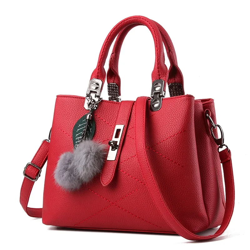 Women’s Square PU Leather Handbag With Sewing Thread Detail, Top Handle