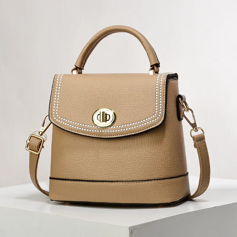 Color Block Small Square PU Leather Shoulder Bag For Women With Basic Style And Flip Cover Closure
