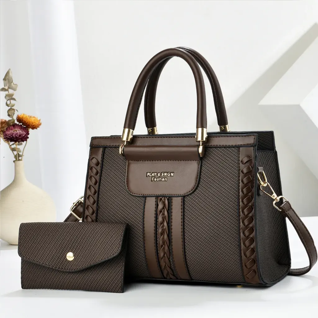 Color Block Square PU Leather Bag Set For Women With Single Shoulder Strap Featuring Large Capacity