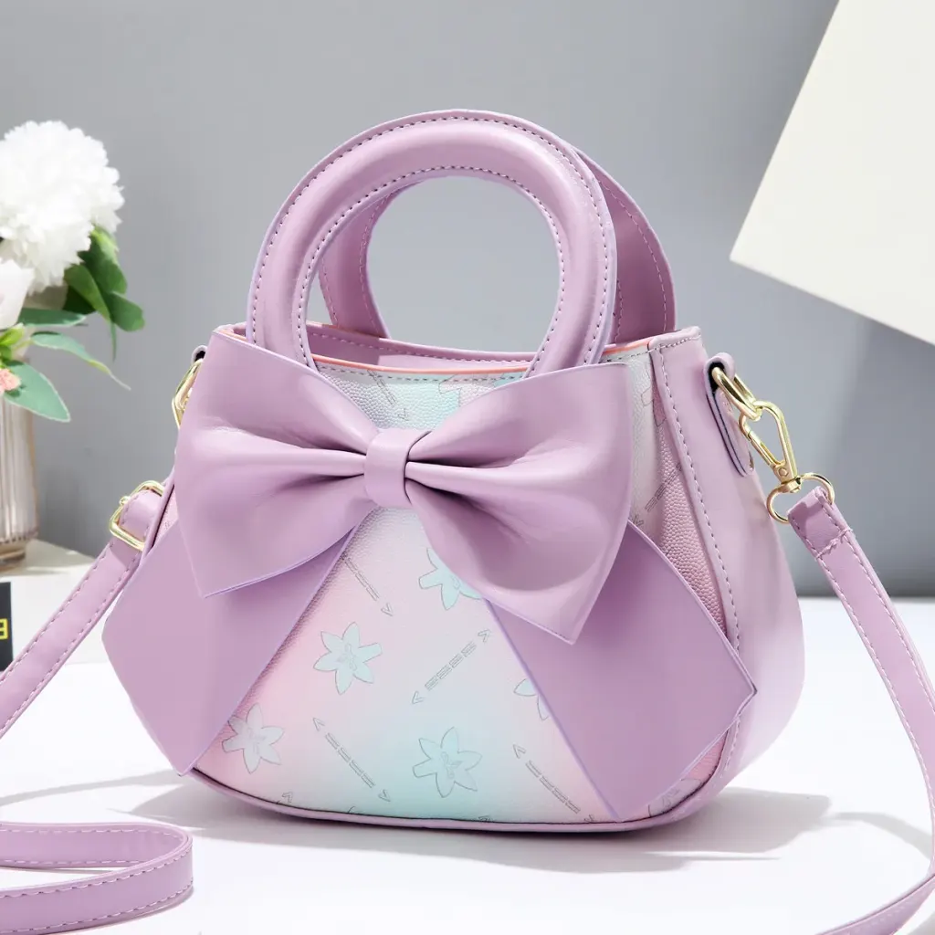 Stylish Women’s PU Leather Handbag Featuring A Square Bow Tie Design With Top Handle