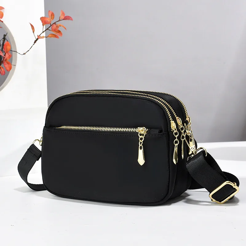 Square Canvas Crossbody Bag For Women In Solid Color Featuring Sewing Thread Detail And Single Shoulder Strap