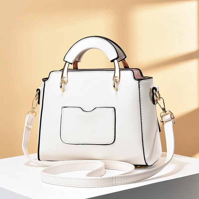 Women’s PU Leather Cat Handbag With Square Shape And Sewing Thread Detail, Featuring Top Handle Design