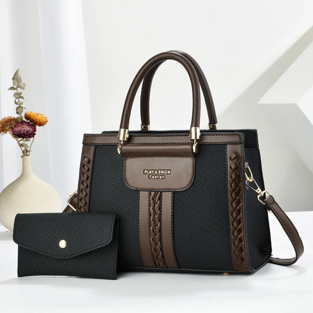 Color Block Square PU Leather Bag Set For Women With Single Shoulder Strap Featuring Large Capacity