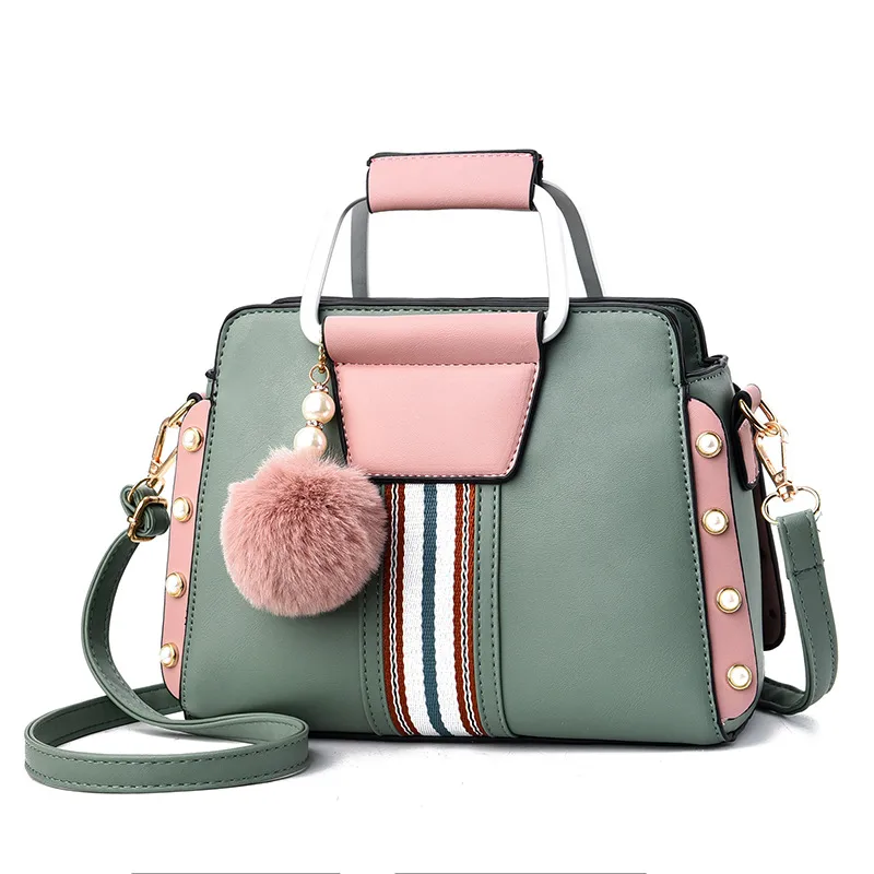 Color Block Medium Women’s PU Leather Shoulder Bag With Zipper Closure In Retro European And American Style