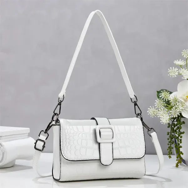 Women’s Crocodile Pattern PU Leather Square Underarm Bag With Lock